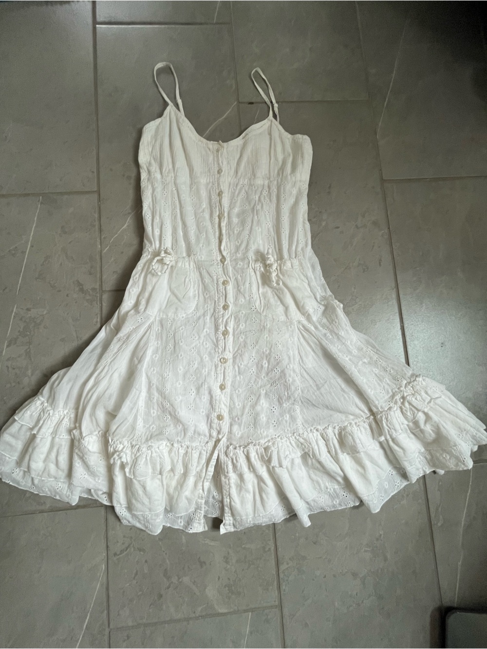 Cache Vintage 90s/Y2K White Eyelet Cotton Sundress